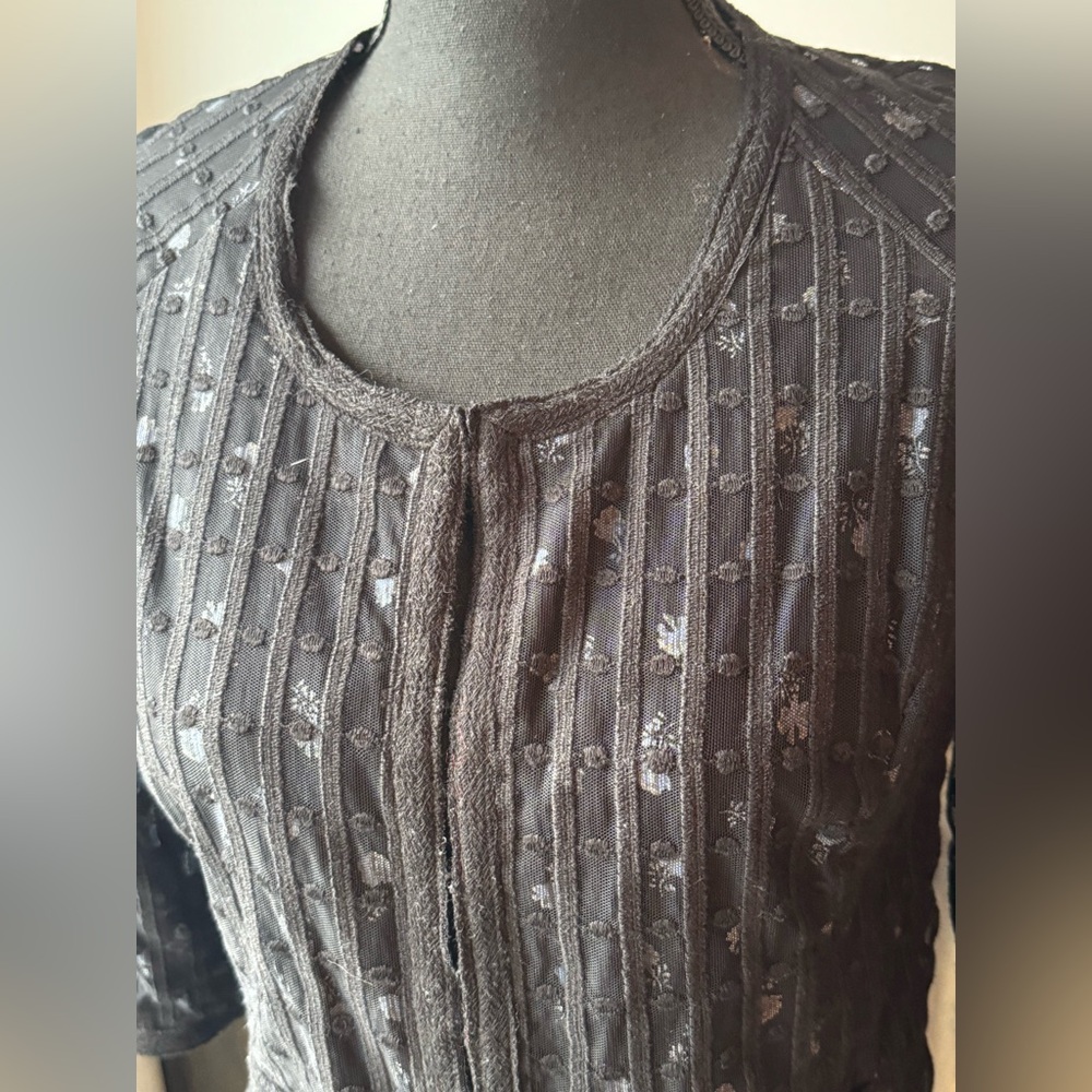 JONES NEW YORK sheer Grosgrain vertical striped jacket Pockets Size 6P NWT - Picture 2 of 9